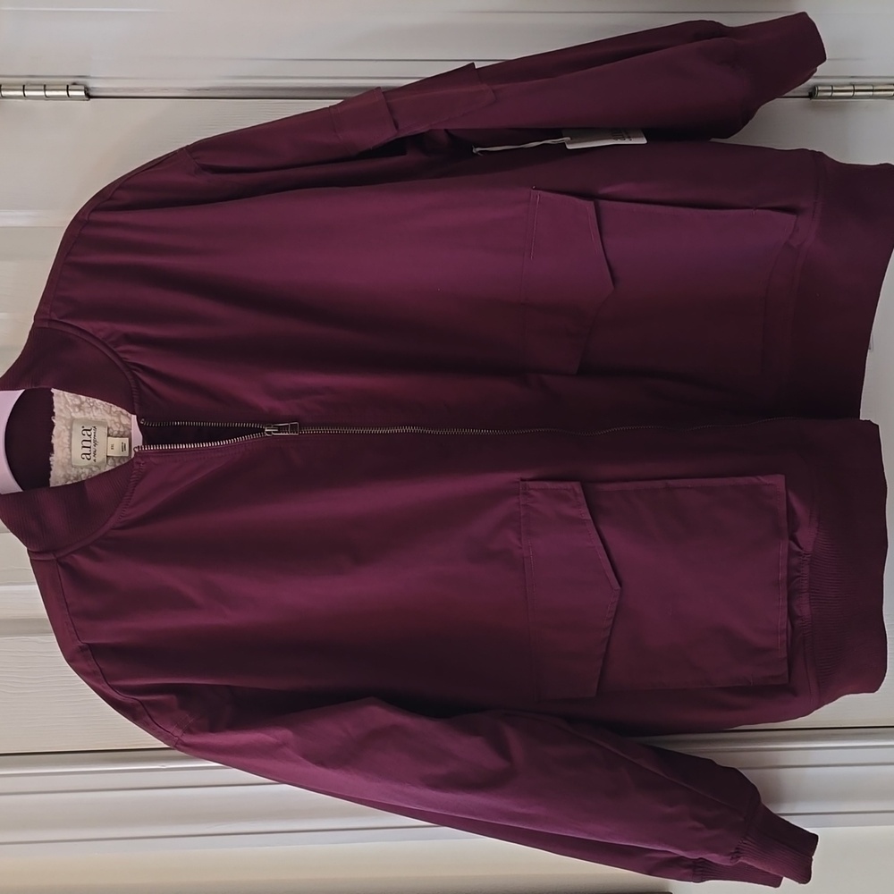 A.N.A BRAND WOMEN'S PLUS BEAUTIFUL WINE FRONT ZIPPERED FAUX FUR JACKET SIZE XXL